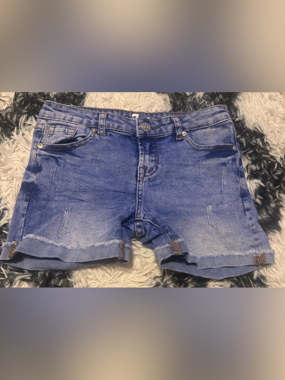 Denim Roll-Cuff girl Shorts - Blue